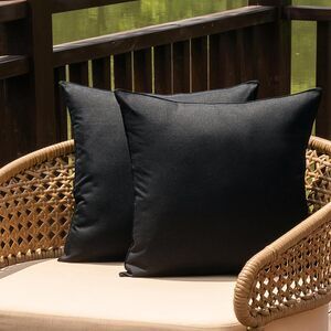 ALL Outdoor Waterproof Throw Pillow Covers Set of 2  for Couch 22x22 inch Black